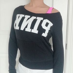 VS PINK Logo Crew Pullover Sweatshirt Zebra 86 XS